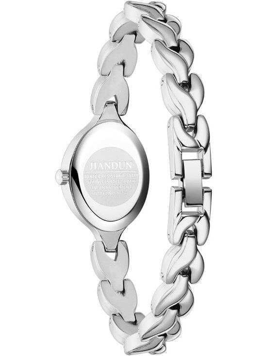 Women\'s Silver Black Analog Quartz Stainless Steel Vintage Oval Bracelet Watch main image 4